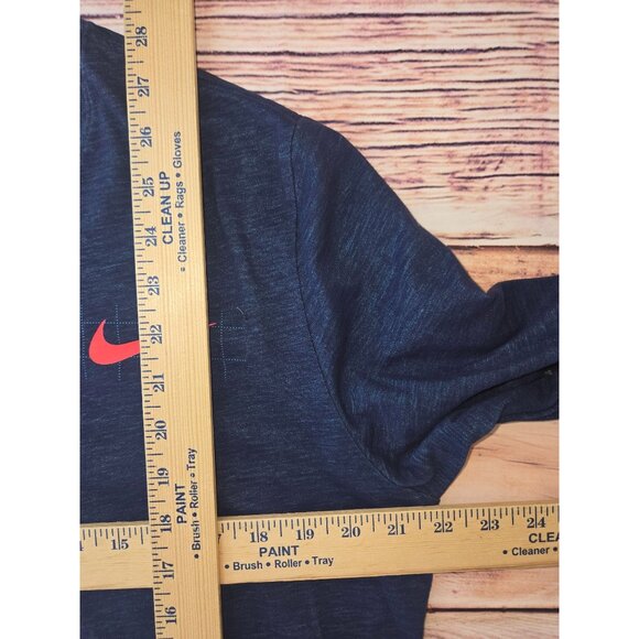 Nike Mens Dri-Fit Long-Sleeve Tee Shirt Large Blue - Red Swoosh Logo & Pocket - Picture 8 of 8